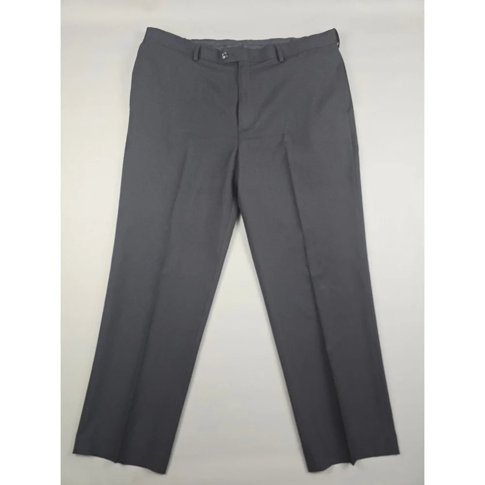 Savane Tailored 2u Comfort Waist Dress Pants Charcoal Black 40x30 Flat Front
